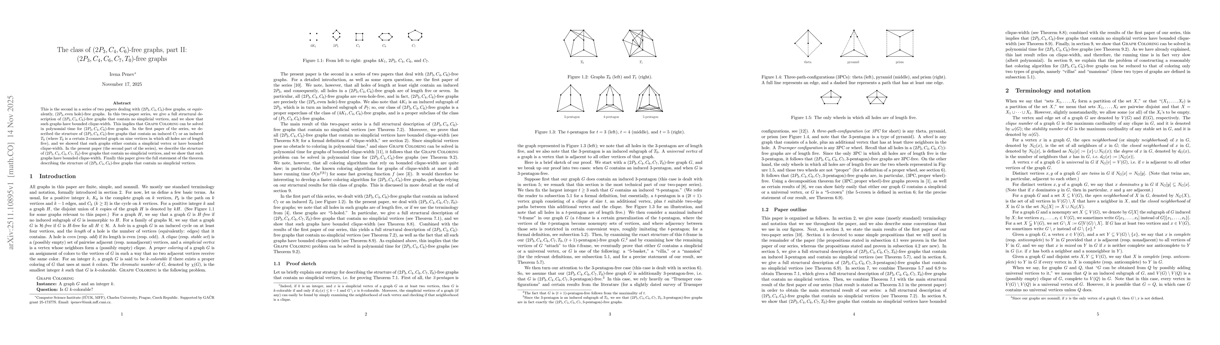 Thumbnail for The class of $(2P_3,C_4,C_6)$-free graphs, part II: $(2P_3,C_4,C_6,C_7,T_0)$-free graphs