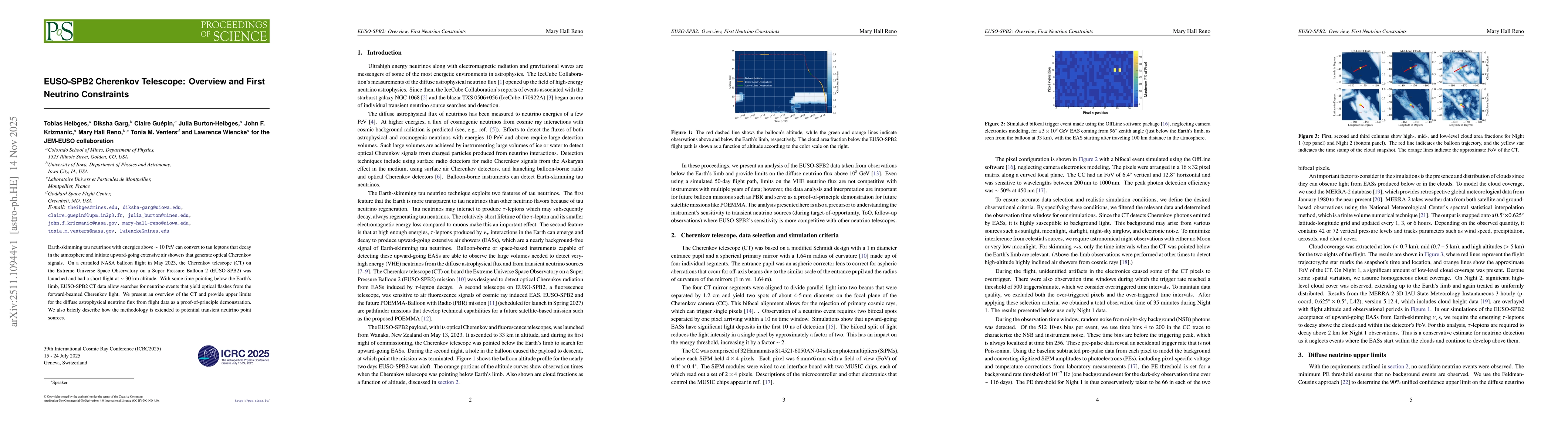 Thumbnail for EUSO-SPB2 Cherenkov Telescope: Overview and First Neutrino Constraints