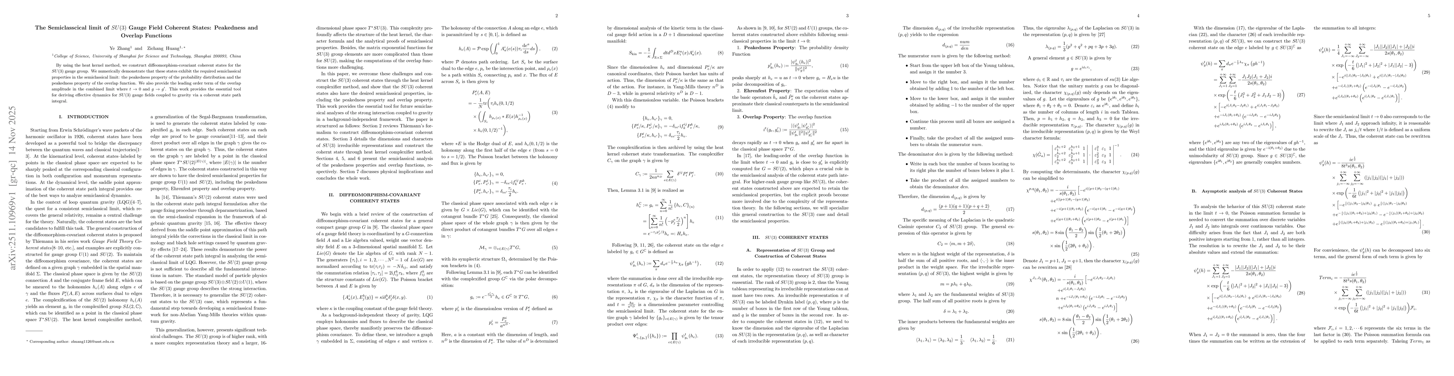 Thumbnail for The Semiclasscical limit of $SU(3)$ Gauge Field Coherent States: Peakedness and Overlap Functions
