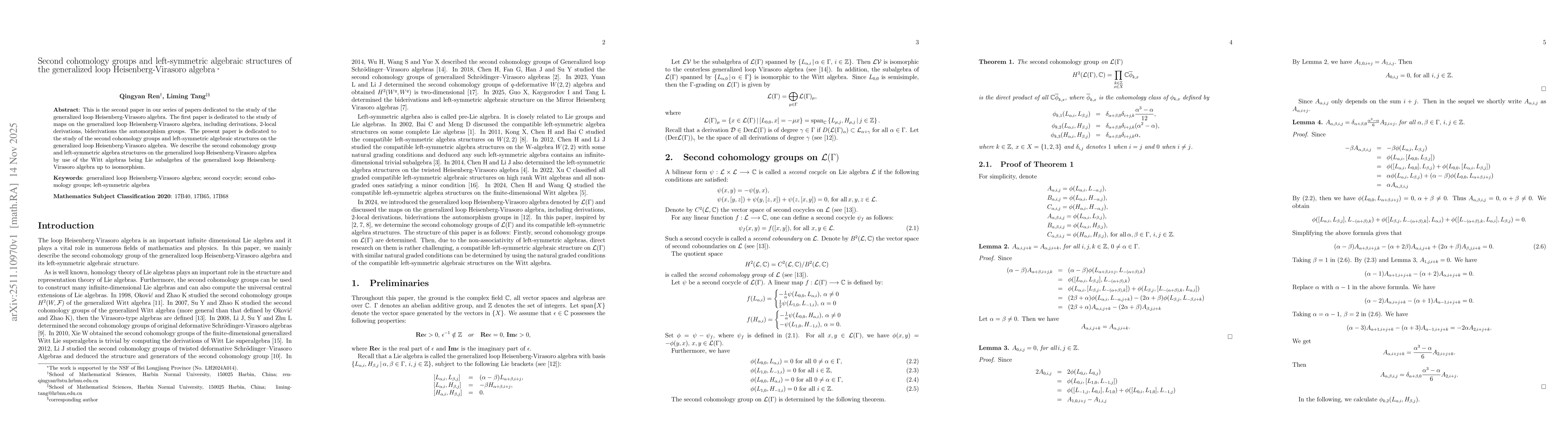 Thumbnail for Second cohomology groups and left-symmetric algebraic structures of the generalized loop Heisenberg-Virasoro algebra