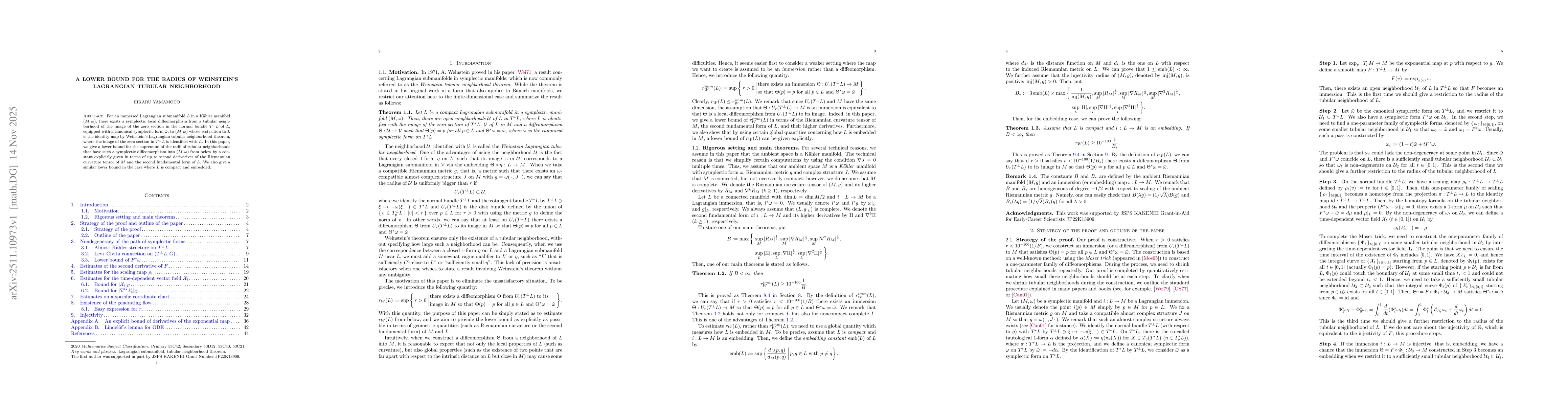 Thumbnail for A lower bound for the radius of Weinstein's Lagrangian tubular neighborhood