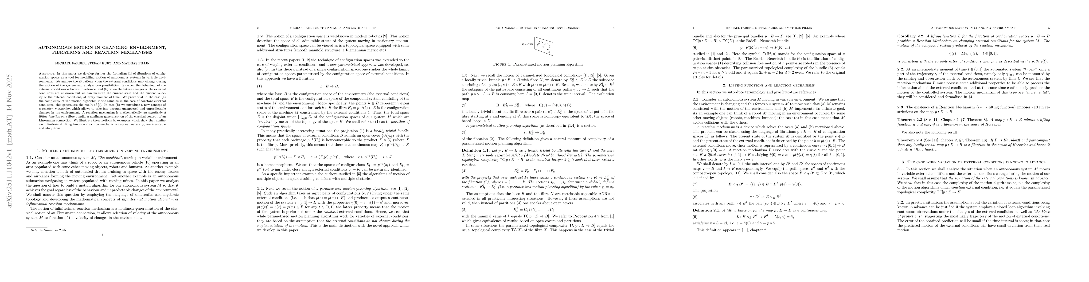 Thumbnail for Autonomous motion in changing environment, fibrations and reaction mechanisms