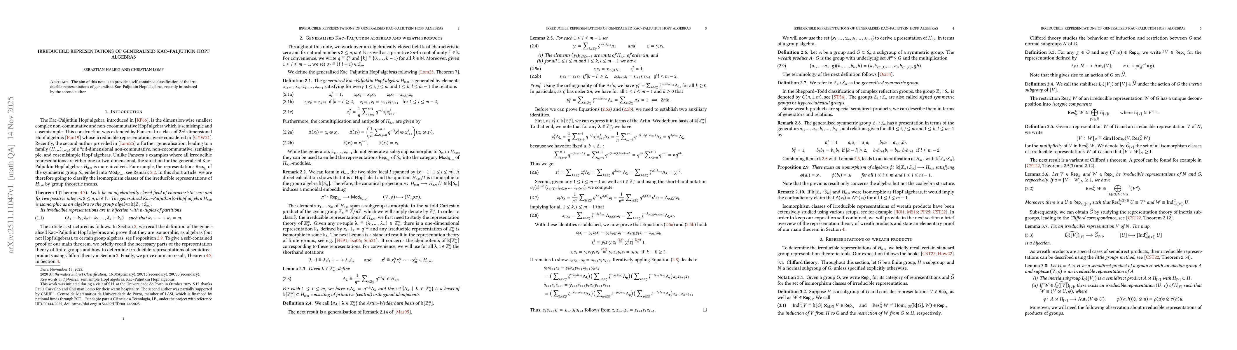 Thumbnail for Irreducible representations of generalised Kac-Paljutkin Hopf algebras