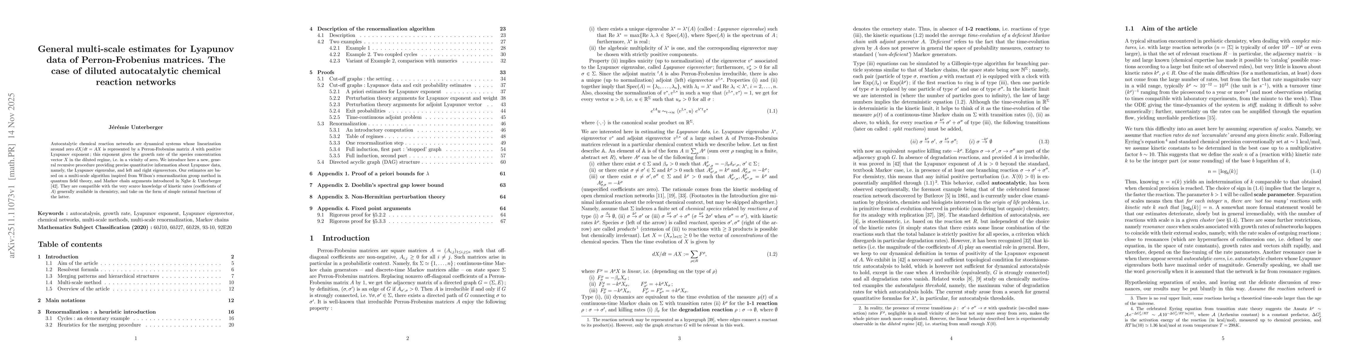 Thumbnail for General multi-scale estimates for Lyapunov data of Perron-Frobenius matrices. The case of diluted autocatalytic chemical reaction networks