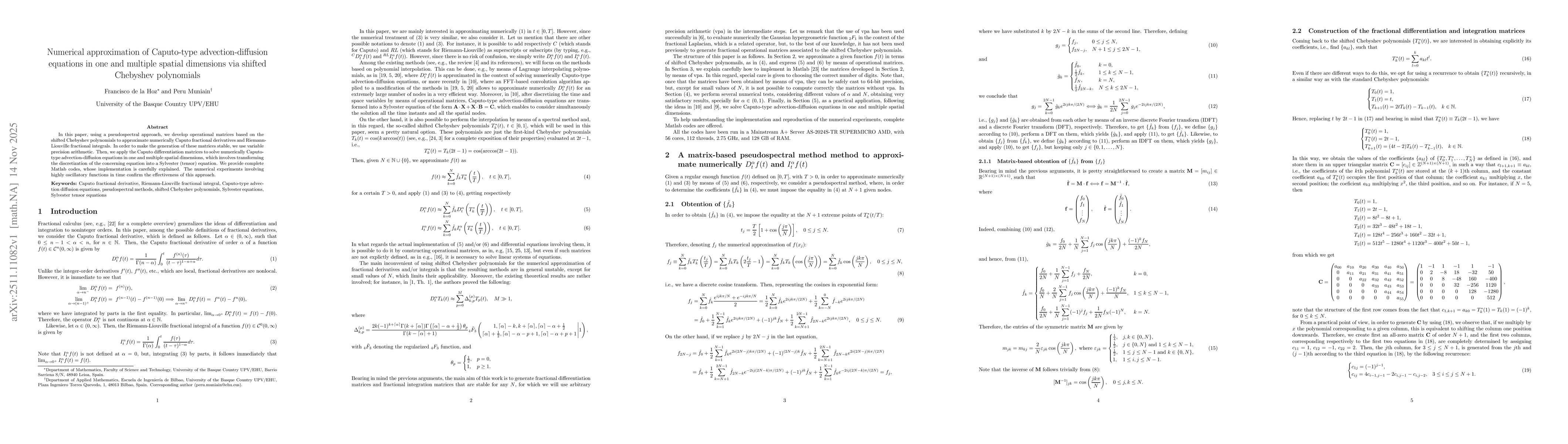 Thumbnail for Numerical approximation of Caputo-type advection-diffusion equations in one and multiple spatial dimensions via shifted Chebyshev polynomials