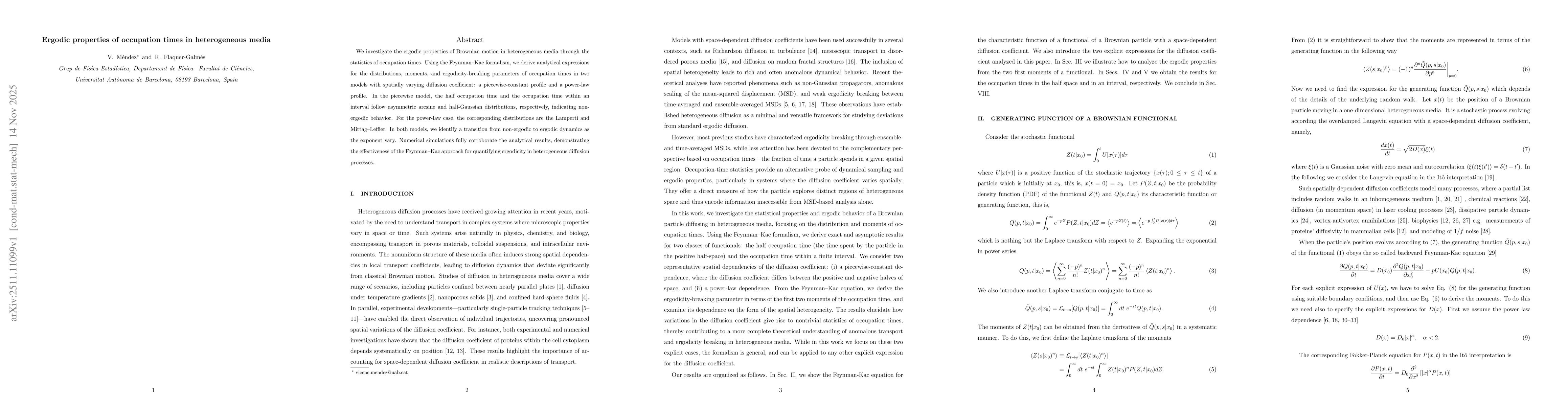 Thumbnail for Ergodic properties of occupation times in heterogeneous media