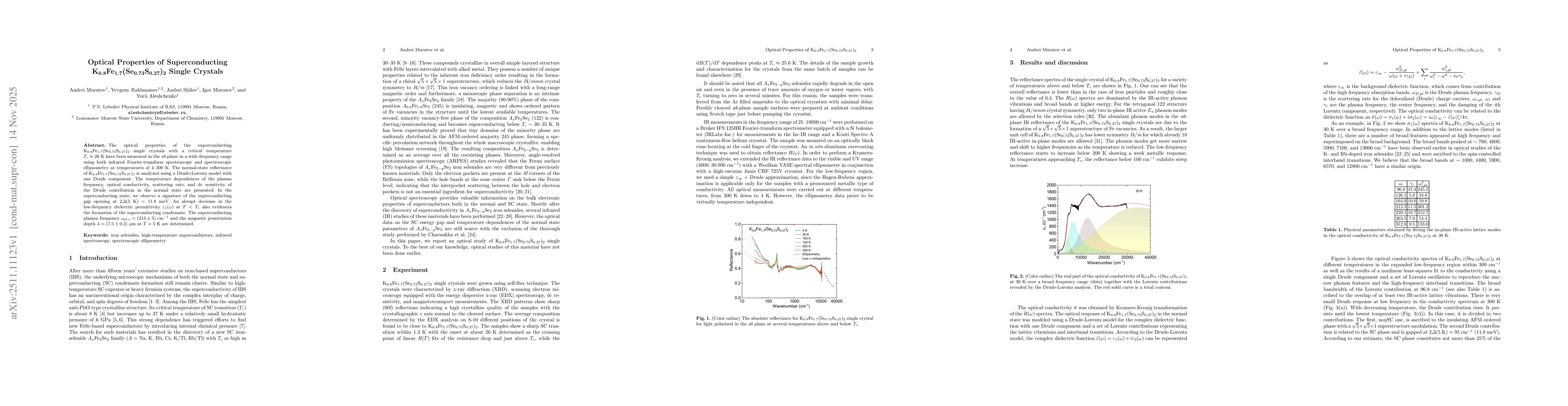 Thumbnail for Optical Properties of Superconducting K$_{0.8}$Fe$_{1.7}$(Se$_{0.73}$S$_{0.27}$)$_2$ Single Crystals
