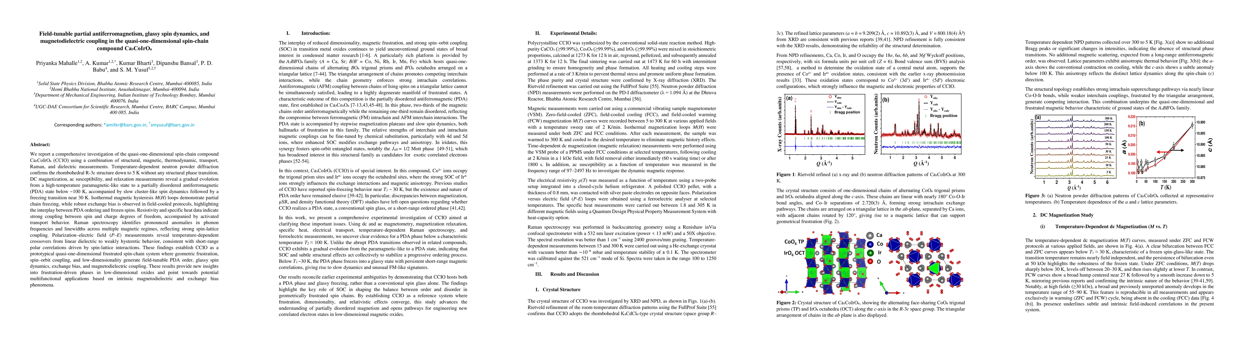 Thumbnail for Field-tunable partial antiferromagnetism, glassy spin dynamics, and magnetodielectric coupling in the quasi-one-dimensional spin-chain compound Ca3CoIrO6