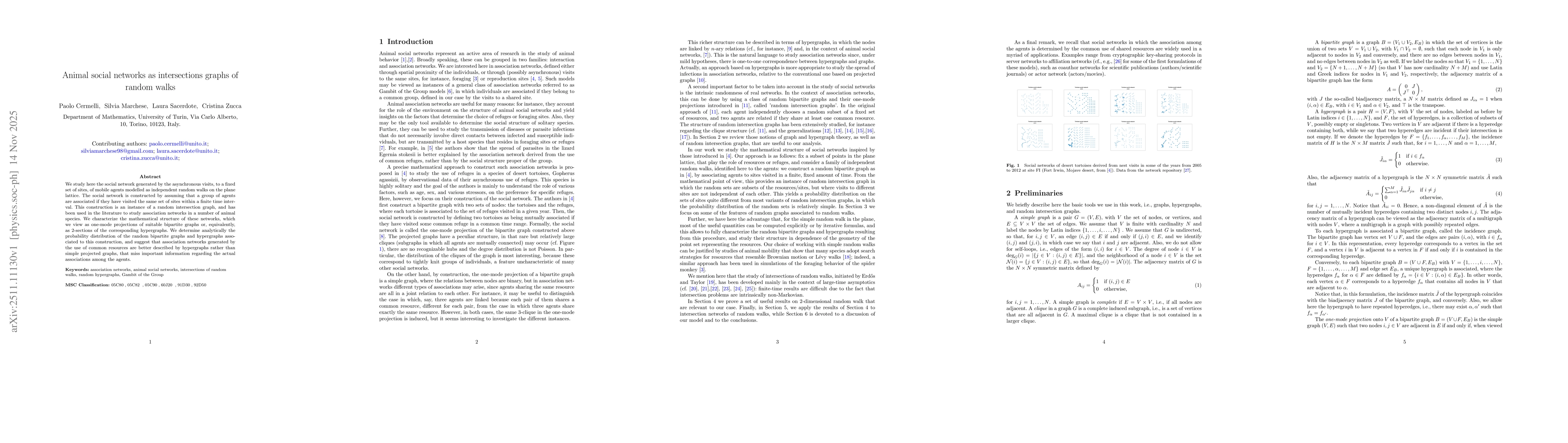 Thumbnail for Animal social networks as intersections graphs of random walks