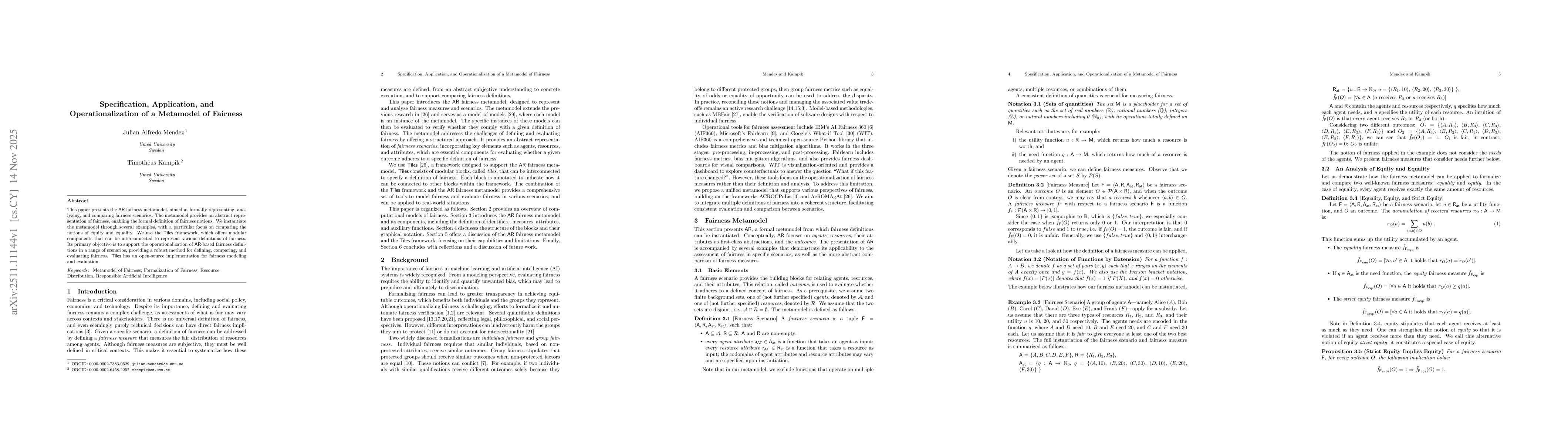 Thumbnail for Specification, Application, and Operationalization of a Metamodel of Fairness