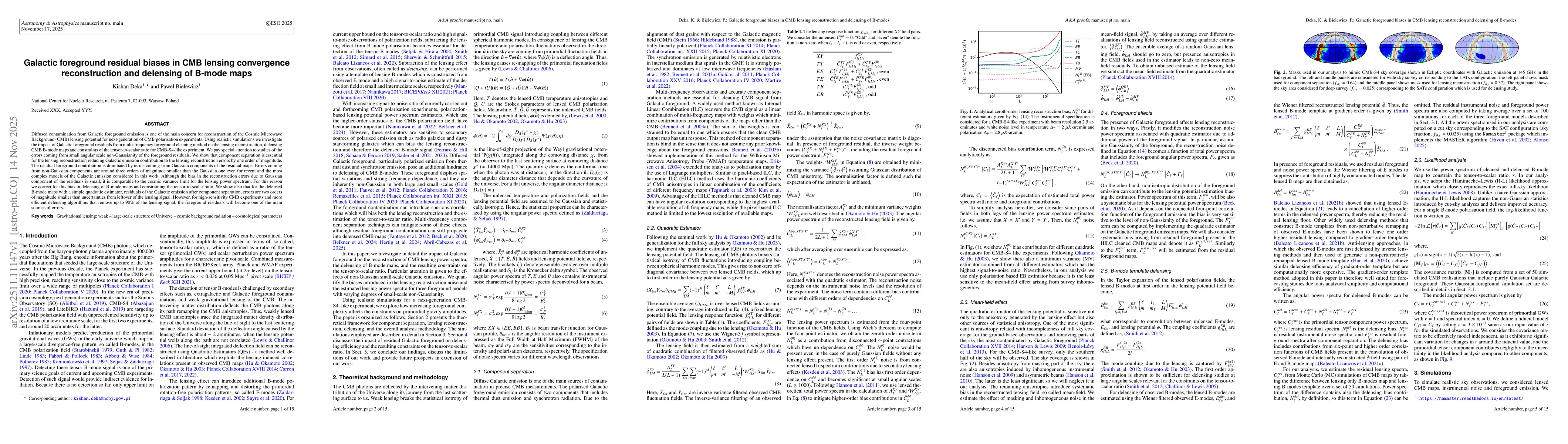 Thumbnail for Galactic foreground residual biases in CMB lensing convergence reconstruction and delensing of B-mode maps