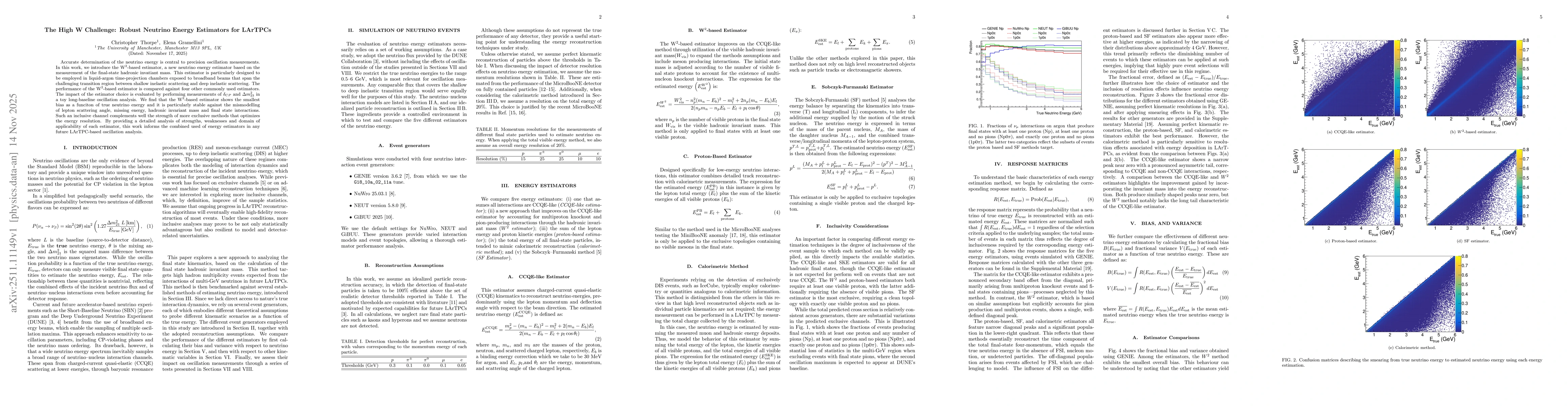 Thumbnail for The High W Challenge: Robust Neutrino Energy Estimators for LArTPCs