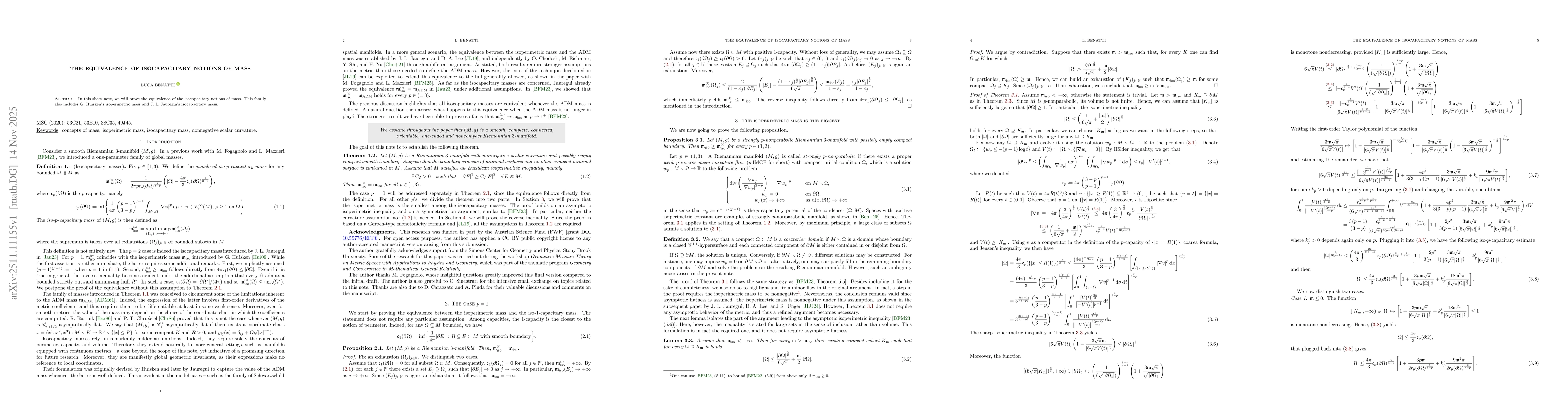 Thumbnail for The equivalence of isocapacitary notions of mass