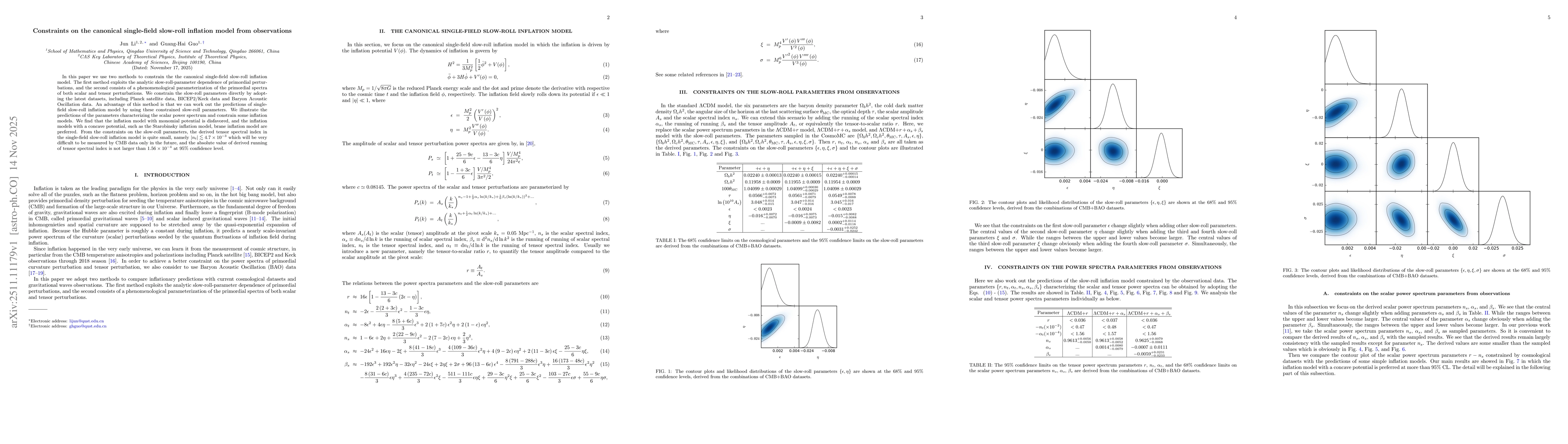 Thumbnail for Constraints on the canonical single-field slow-roll inflation model from observations