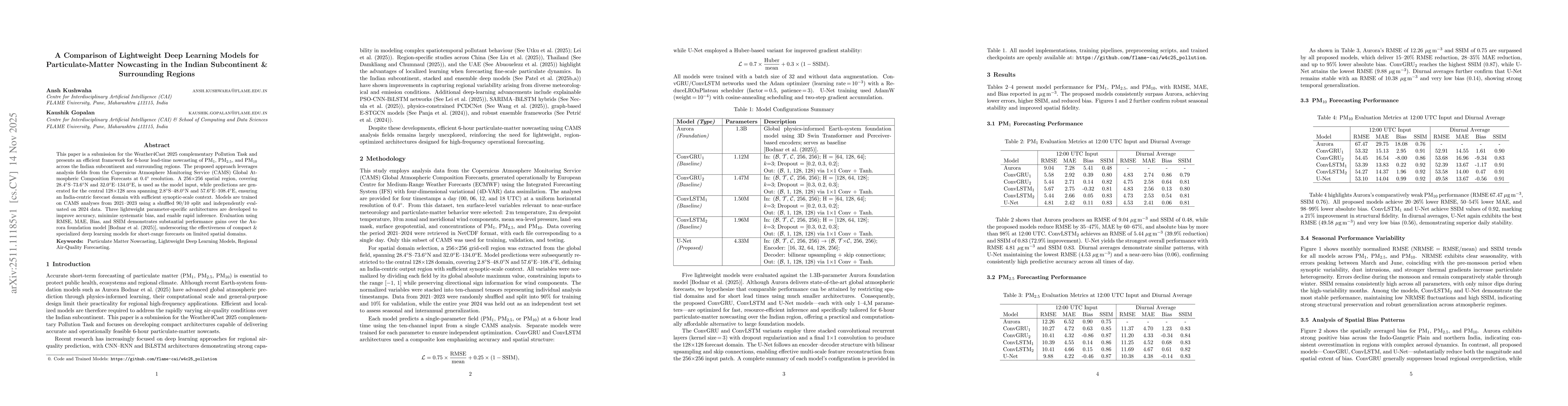 Thumbnail for A Comparison of Lightweight Deep Learning Models for Particulate-Matter Nowcasting in the Indian Subcontinent & Surrounding Regions
