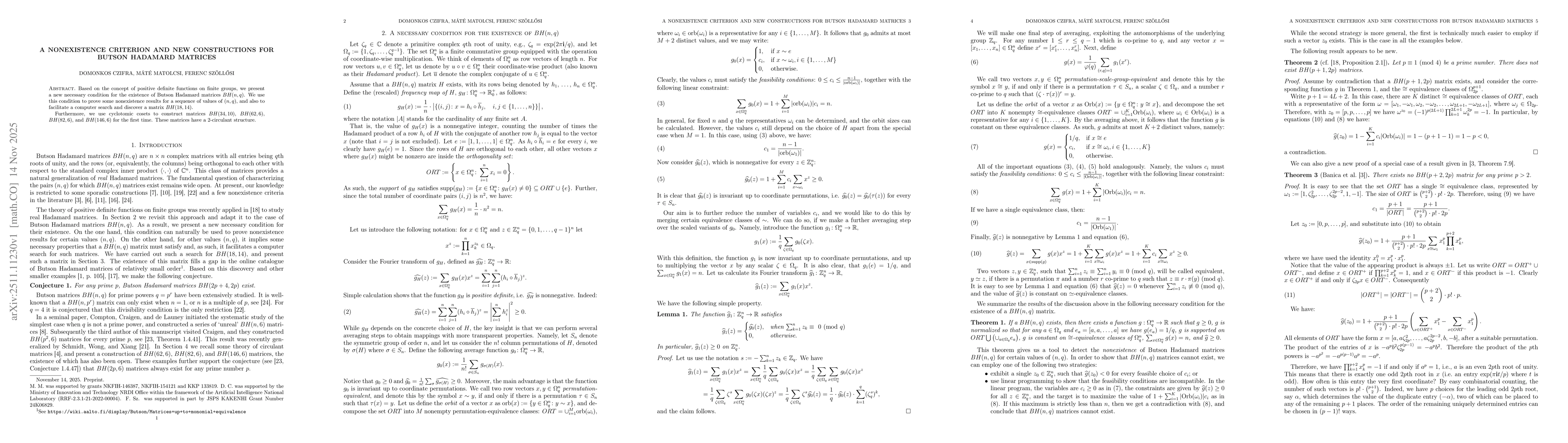 Thumbnail for A nonexistence criterion and new constructions for Butson Hadamard matrices