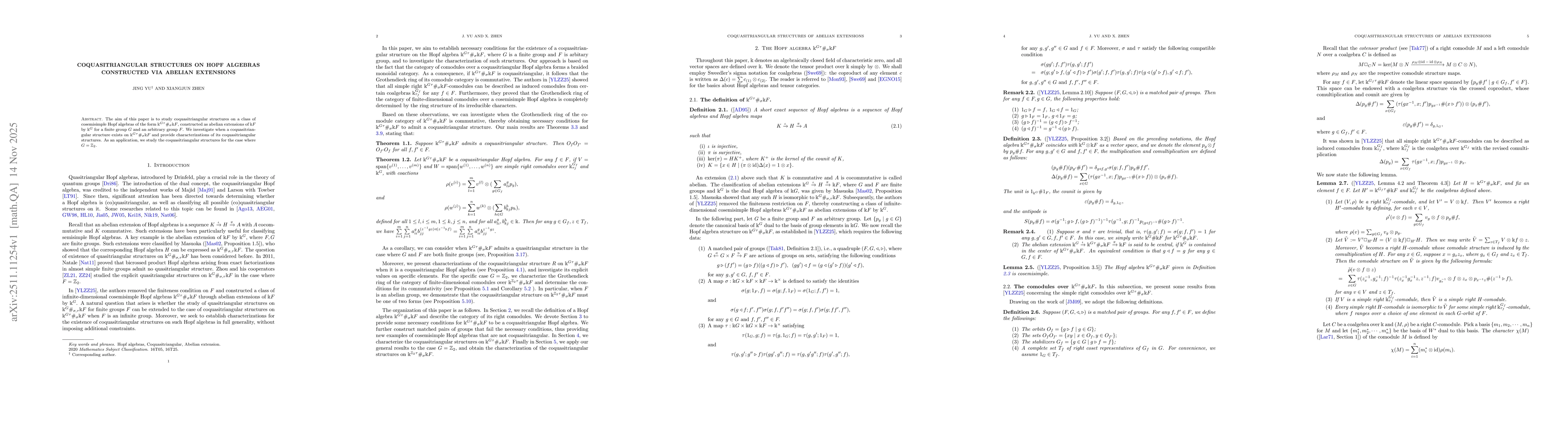 Thumbnail for Coquasitriangular structures on Hopf algebras constructed via abelian extensions