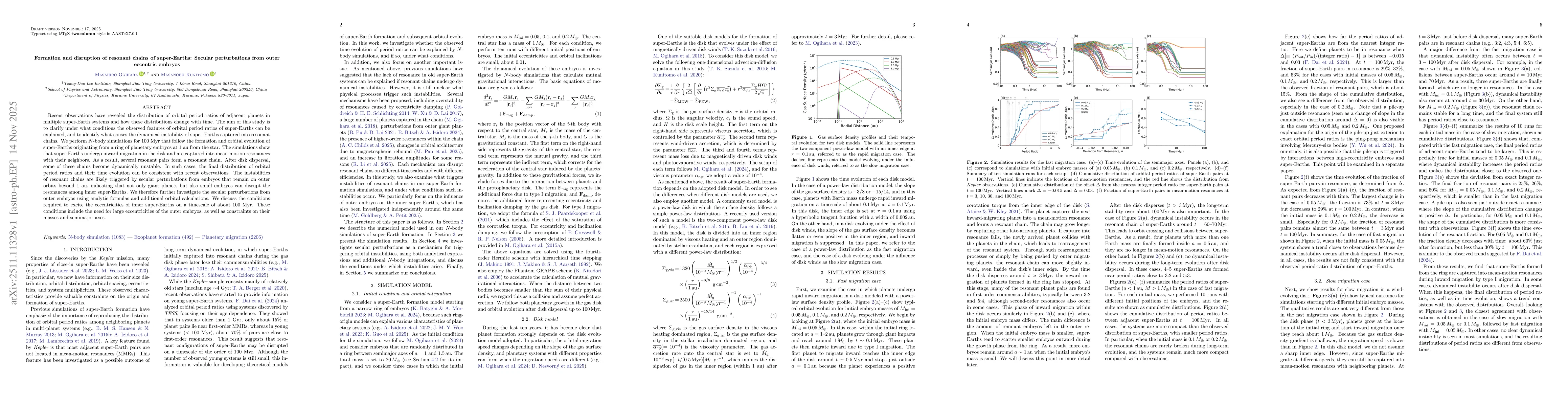 Thumbnail for Formation and disruption of resonant chains of super-Earths: Secular perturbations from outer eccentric embryos