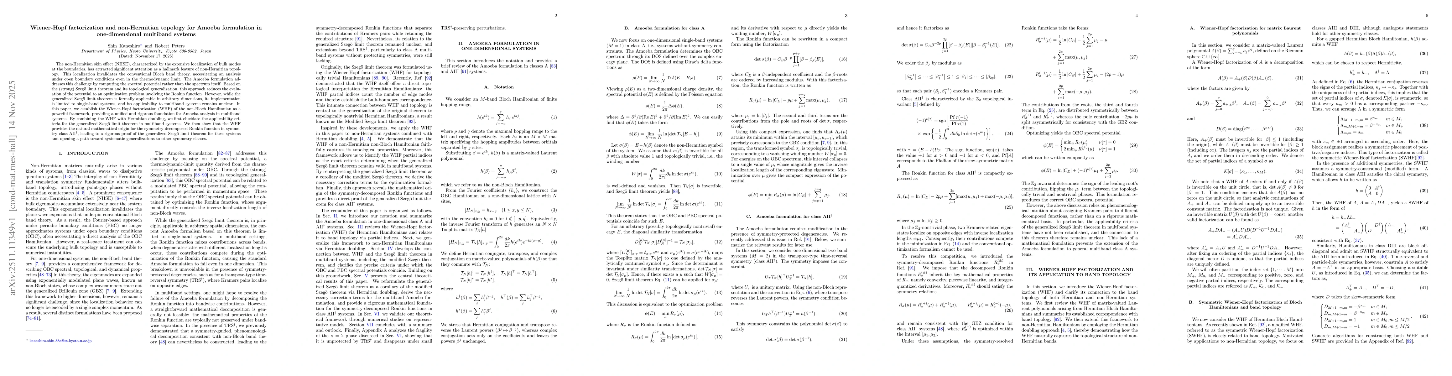 Thumbnail for Wiener-Hopf factorization and non-Hermitian topology for Amoeba formulation in one-dimensional multiband systems