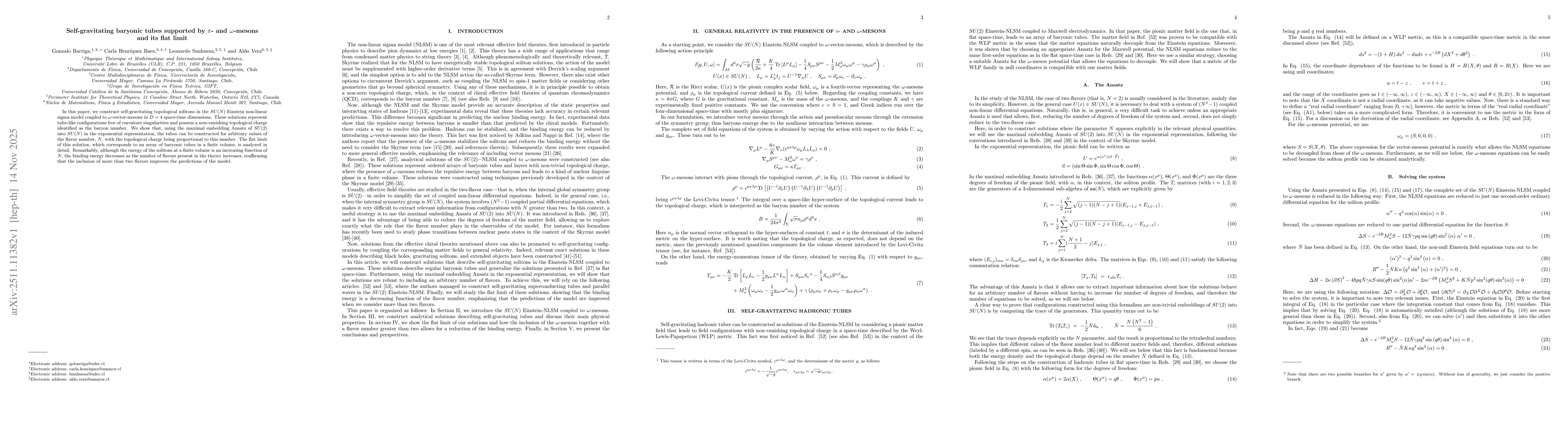 Thumbnail for Self-gravitating baryonic tubes supported by $π$- and $ω$-mesons and its flat limit