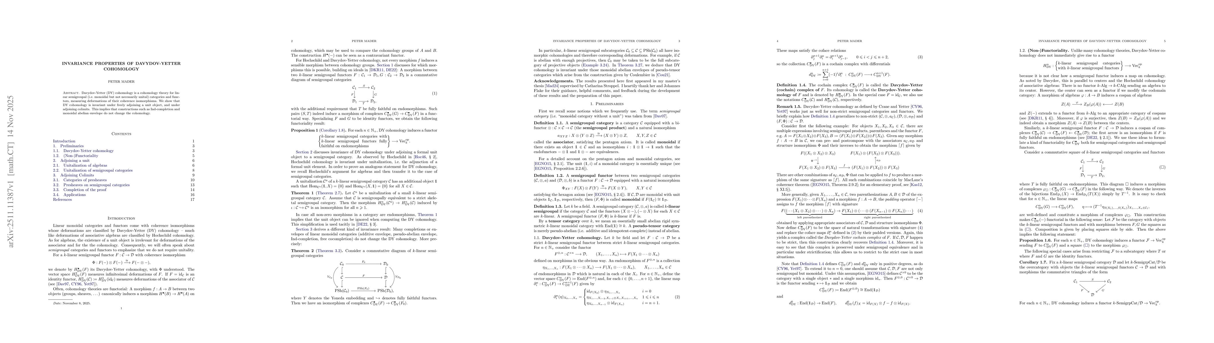 Thumbnail for Invariance Properties of Davydov-Yetter Cohomology