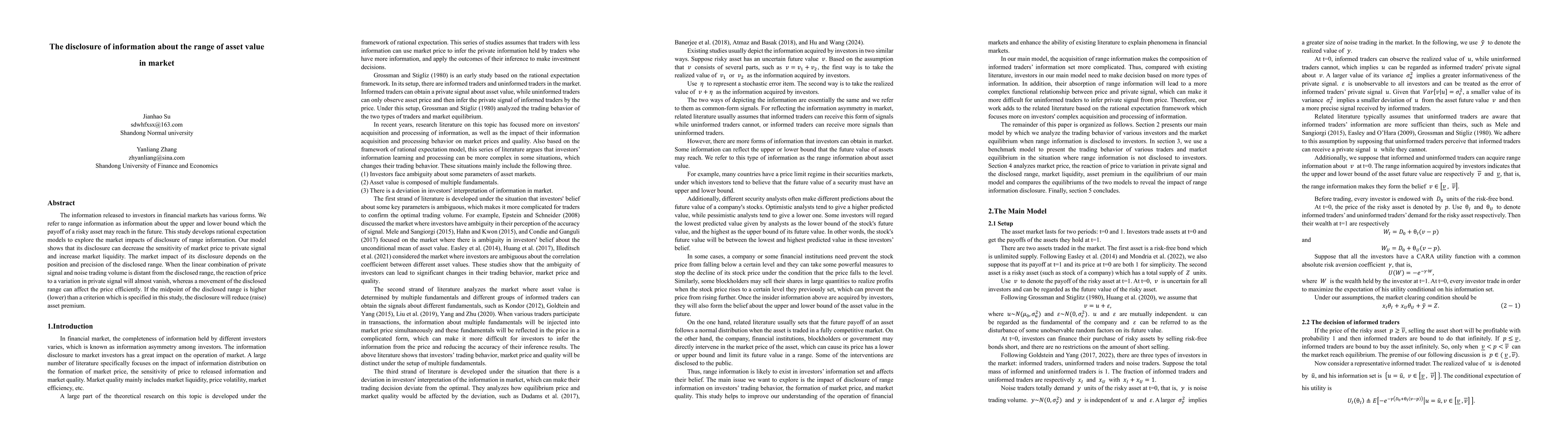 Thumbnail for The disclosure of information about the range of asset value in market