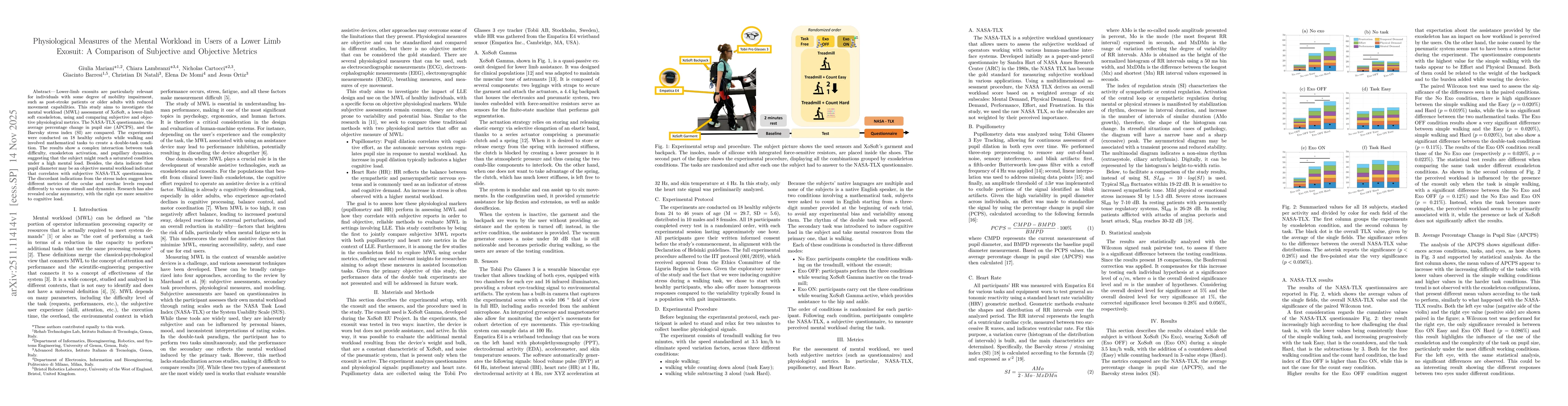 Thumbnail for Physiological Measures of the Mental Workload in Users of a Lower Limb Exosuit: A Comparison of Subjective and Objective Metrics