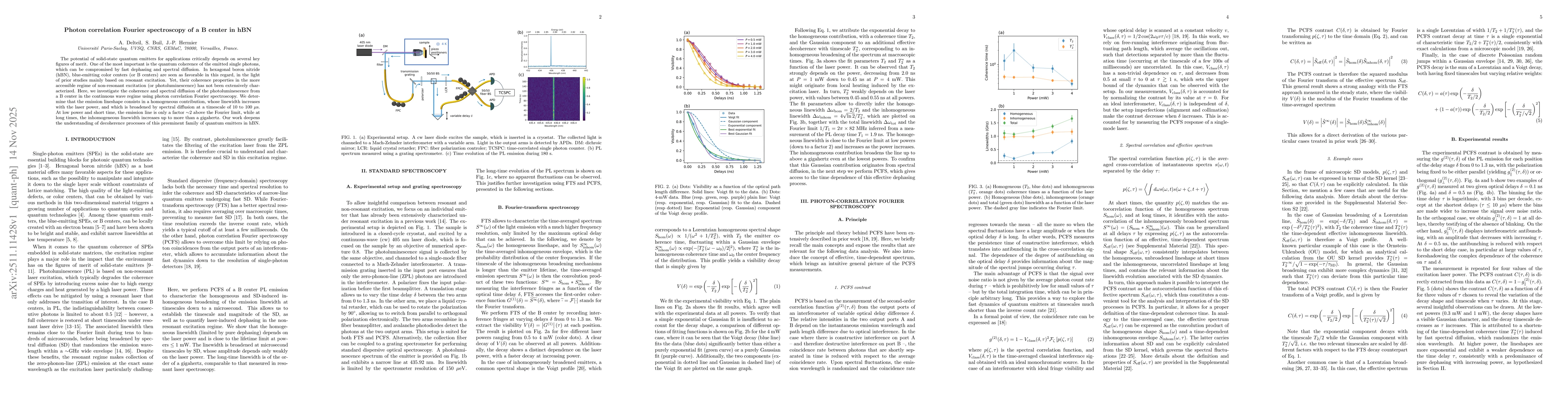Thumbnail for Photon correlation Fourier spectroscopy of a B center in hBN