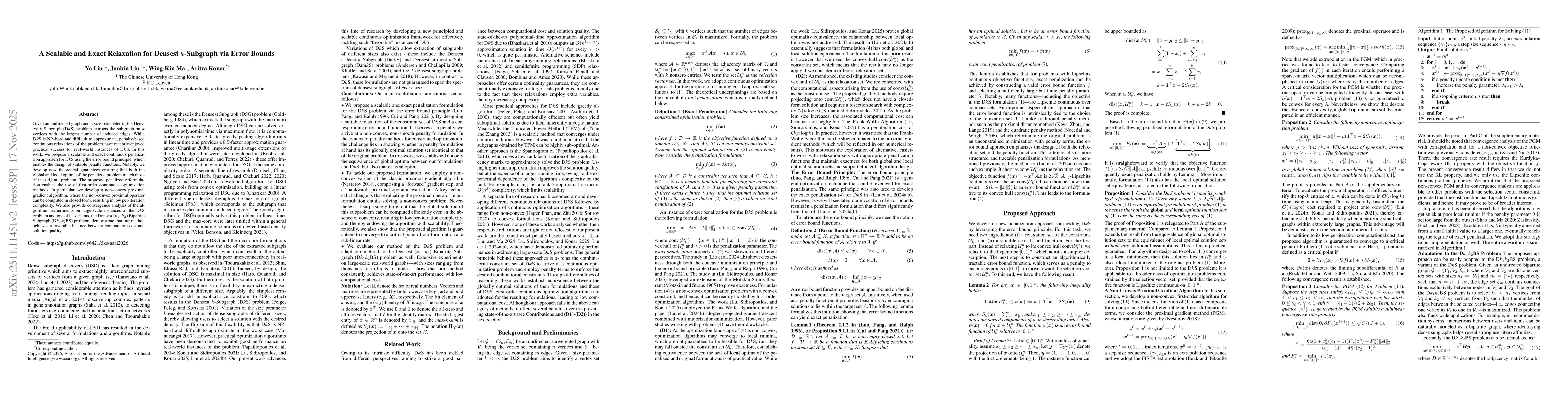 Thumbnail for A Scalable and Exact Relaxation for Densest $k$-Subgraph via Error Bounds
