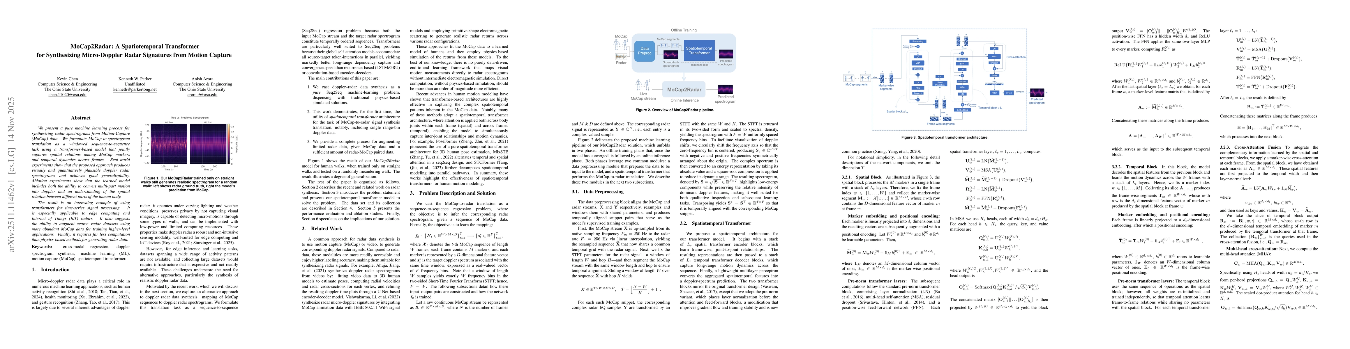Thumbnail for MoCap2Radar: A Spatiotemporal Transformer for Synthesizing Micro-Doppler Radar Signatures from Motion Capture