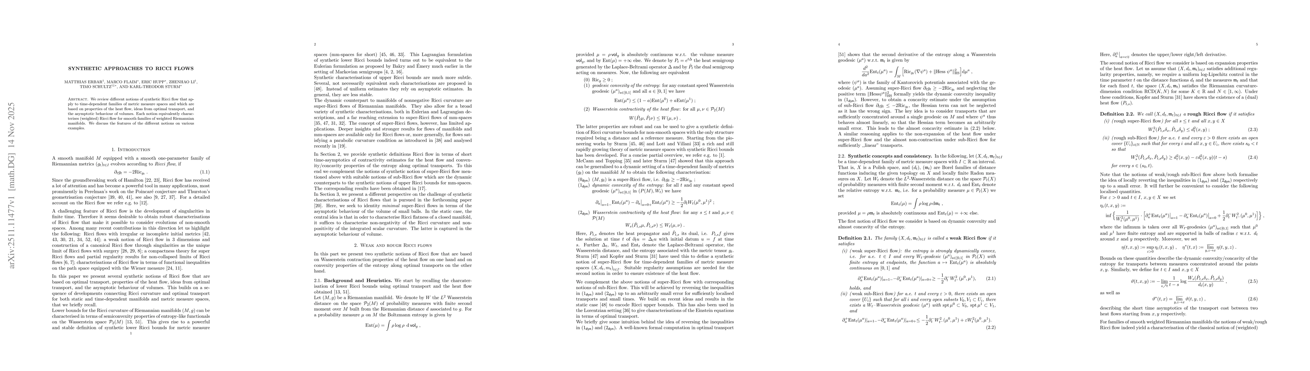 Thumbnail for Synthetic approaches to Ricci flows