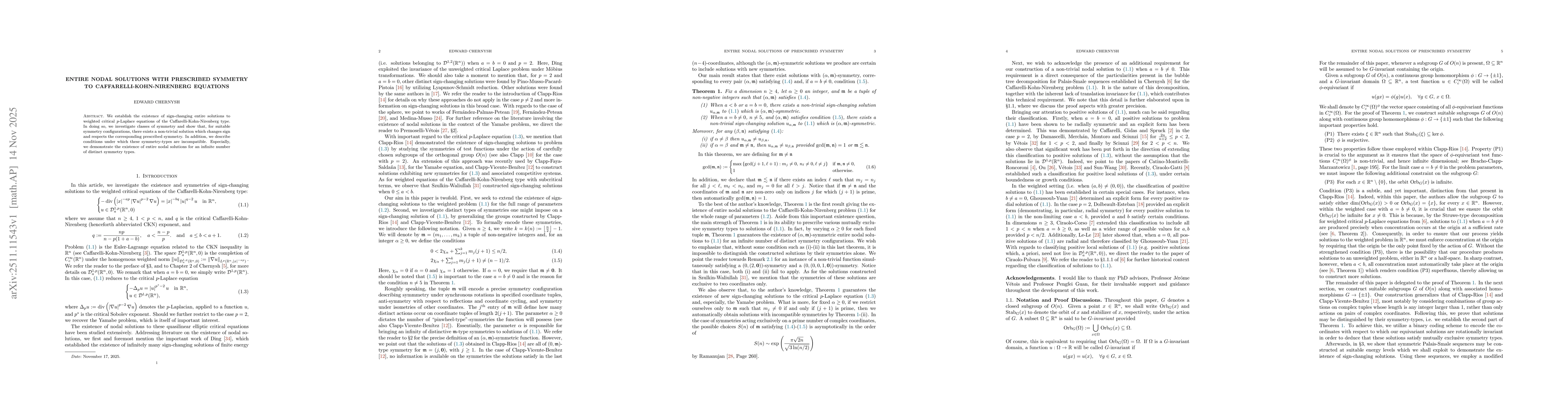 Thumbnail for Entire Nodal Solutions with Prescribed Symmetry to Caffarelli-Kohn-Nirenberg Equations