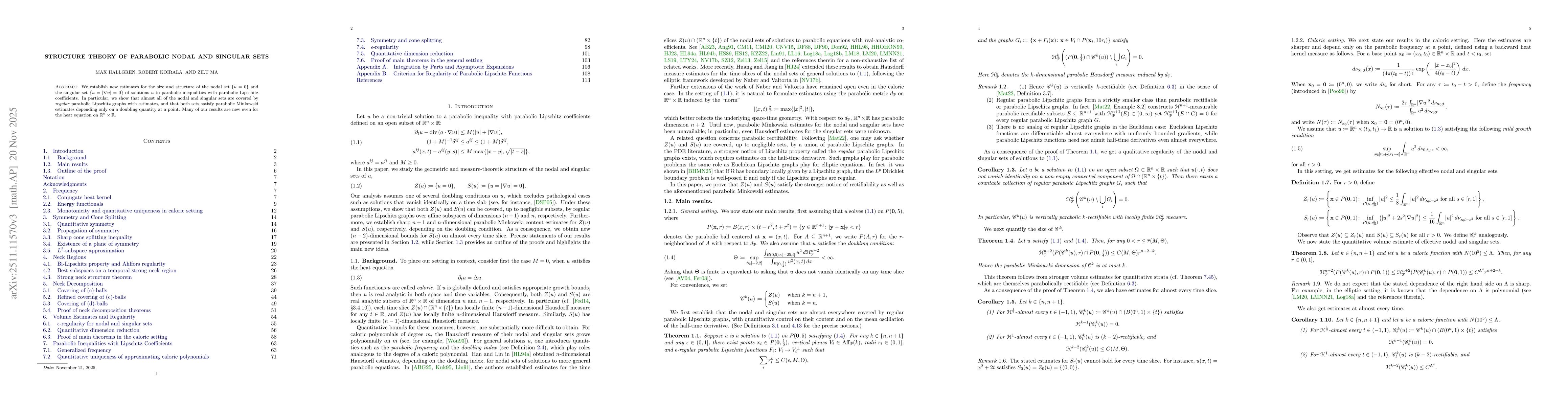 Thumbnail for Structure Theory of Parabolic Nodal and Singular Sets