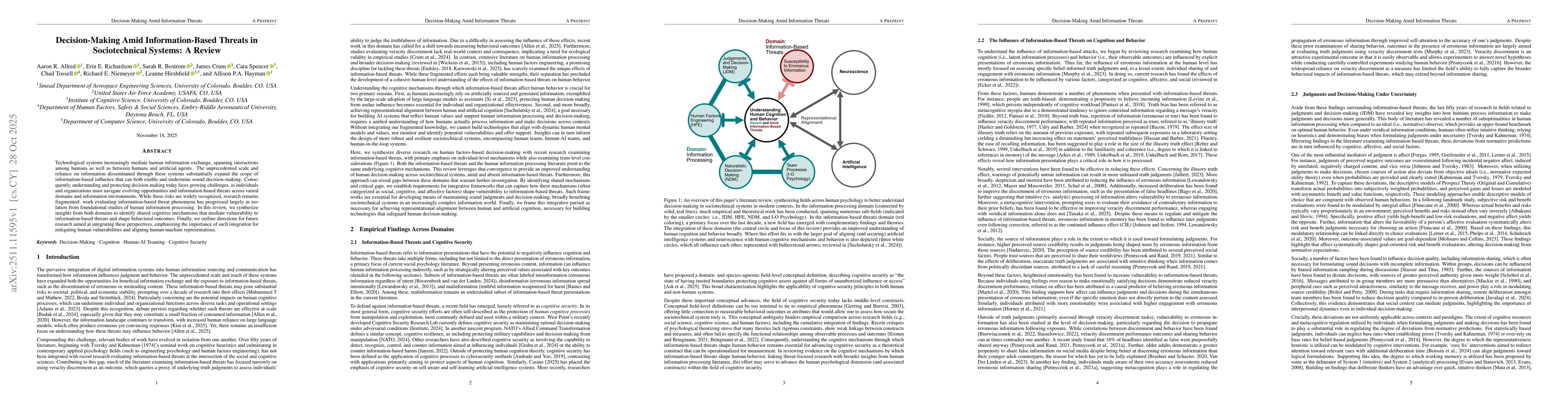 Thumbnail for Decision-Making Amid Information-Based Threats in Sociotechnical Systems: A Review