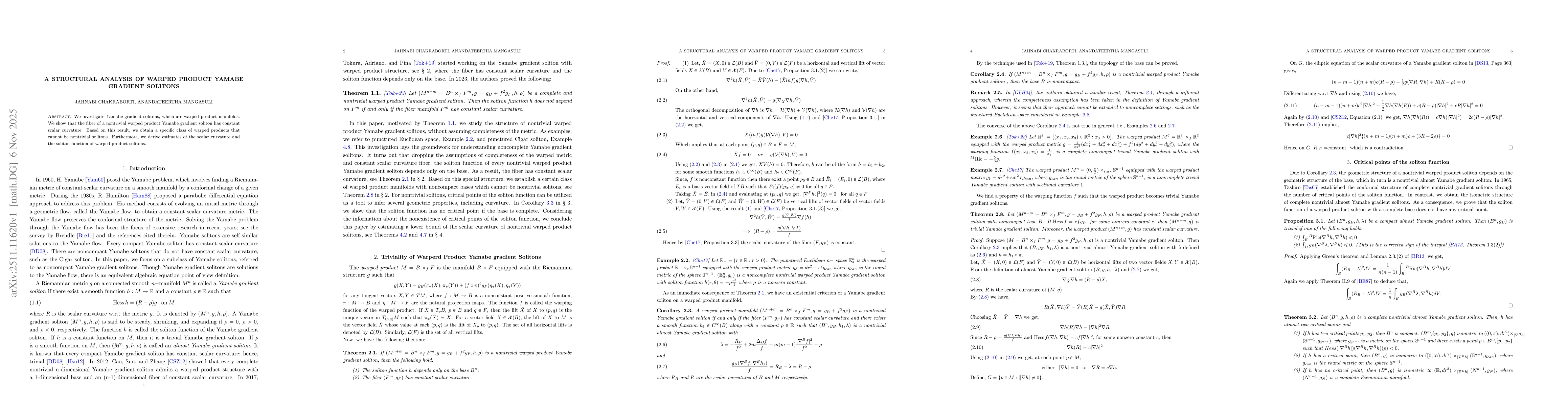 Thumbnail for A Structural Analysis of Warped Product Yamabe Gradient Solitons