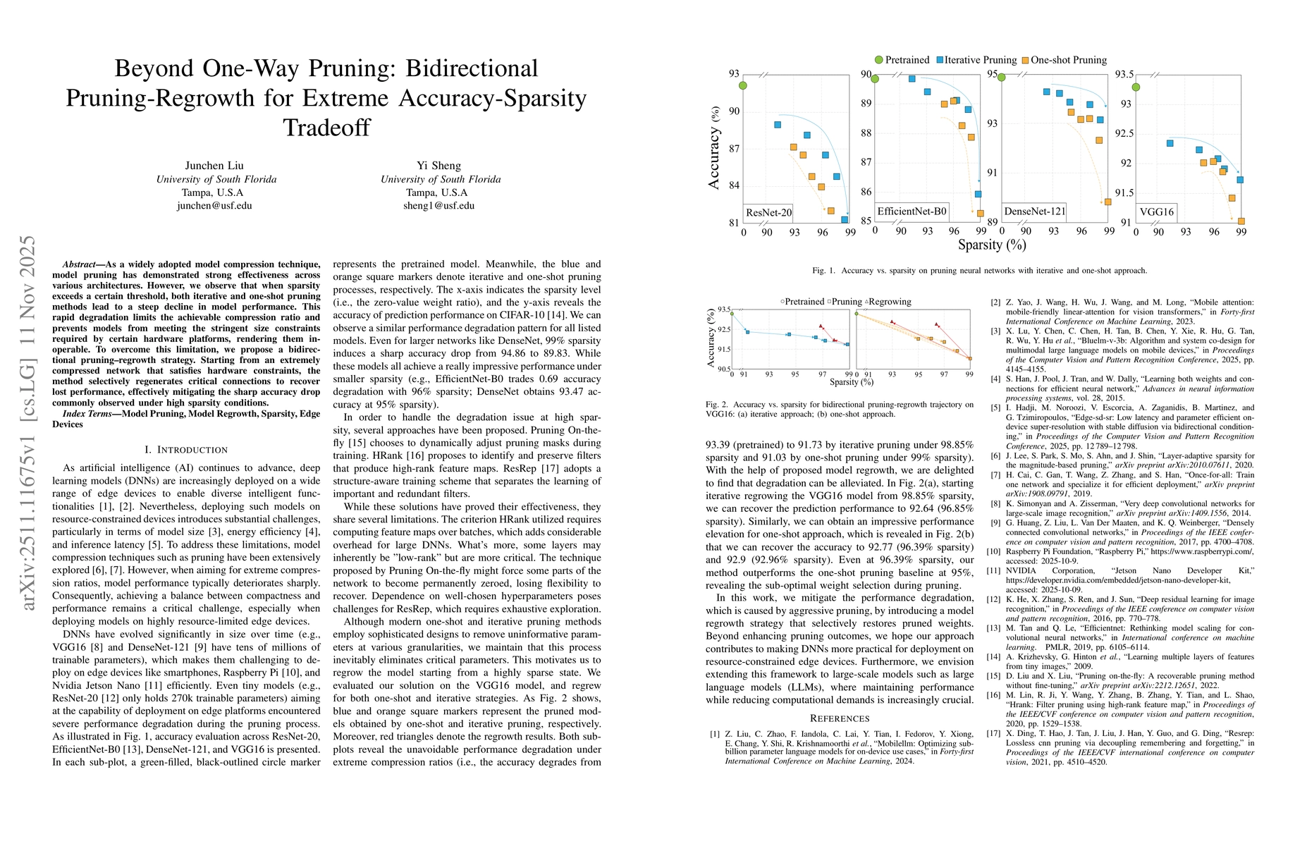 Thumbnail for Beyond One-Way Pruning: Bidirectional Pruning-Regrowth for Extreme Accuracy-Sparsity Tradeoff