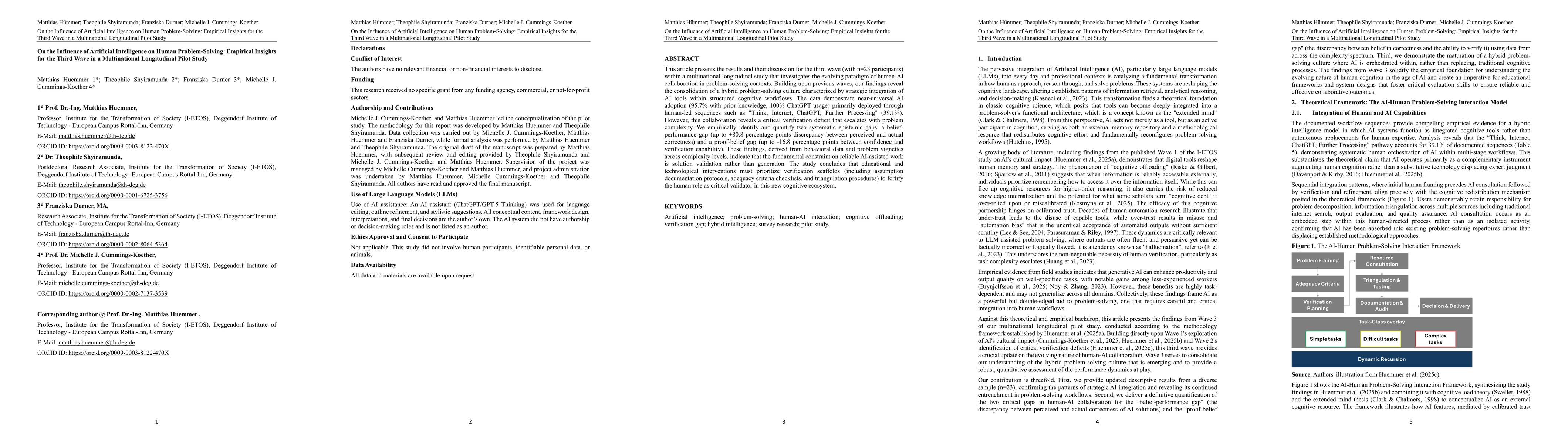 Thumbnail for On the Influence of Artificial Intelligence on Human Problem-Solving: Empirical Insights for the Third Wave in a Multinational Longitudinal Pilot Study
