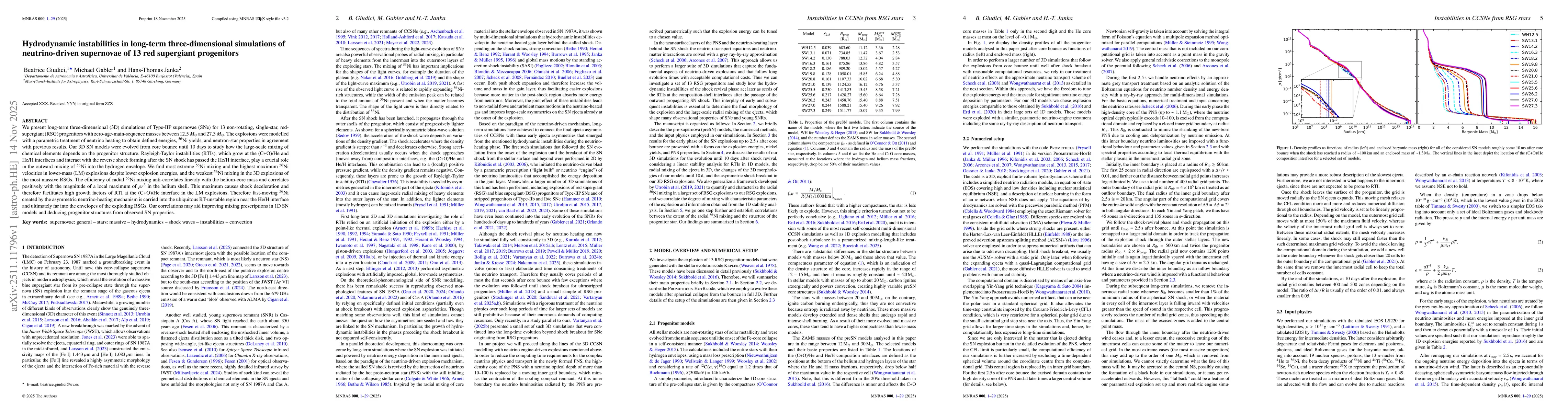 Thumbnail for Hydrodynamic instabilities in long-term three-dimensional simulations of neutrino-driven supernovae of 13 red supergiant progenitors