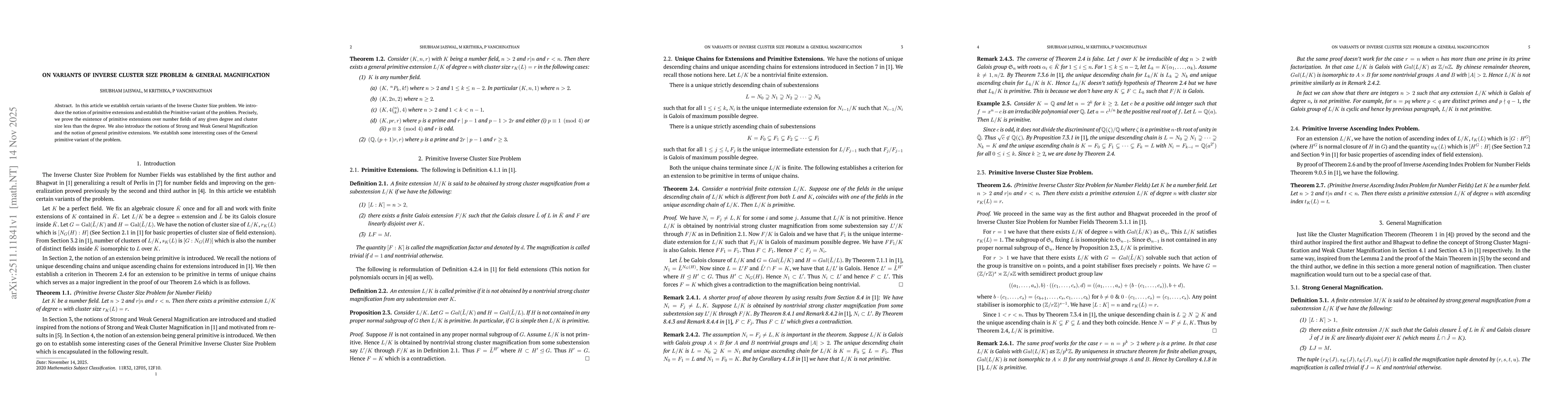 Thumbnail for On Variants of Inverse Cluster Size Problem & General Magnification
