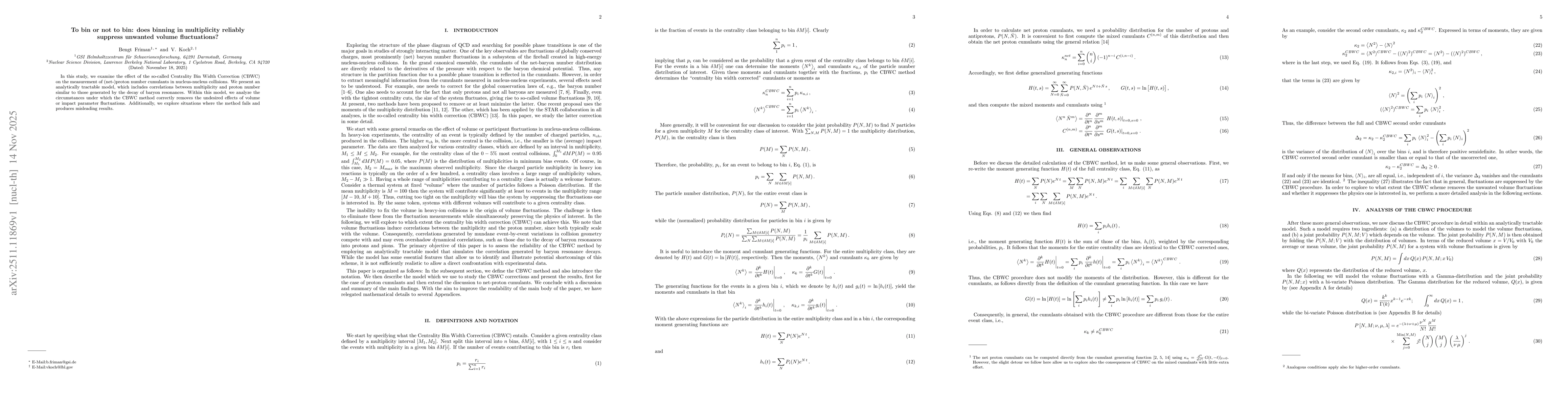 Thumbnail for To bin or not to bin: does binning in multiplicity reliably suppress unwanted volume fluctuations?