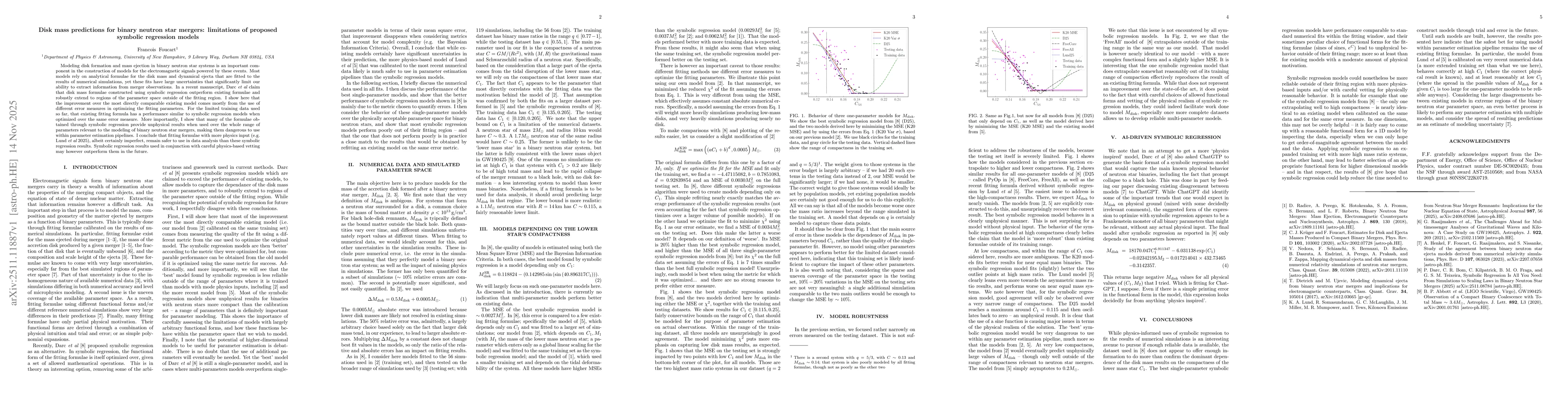 Thumbnail for Disk mass predictions for binary neutron star mergers: limitations of proposed symbolic regression models