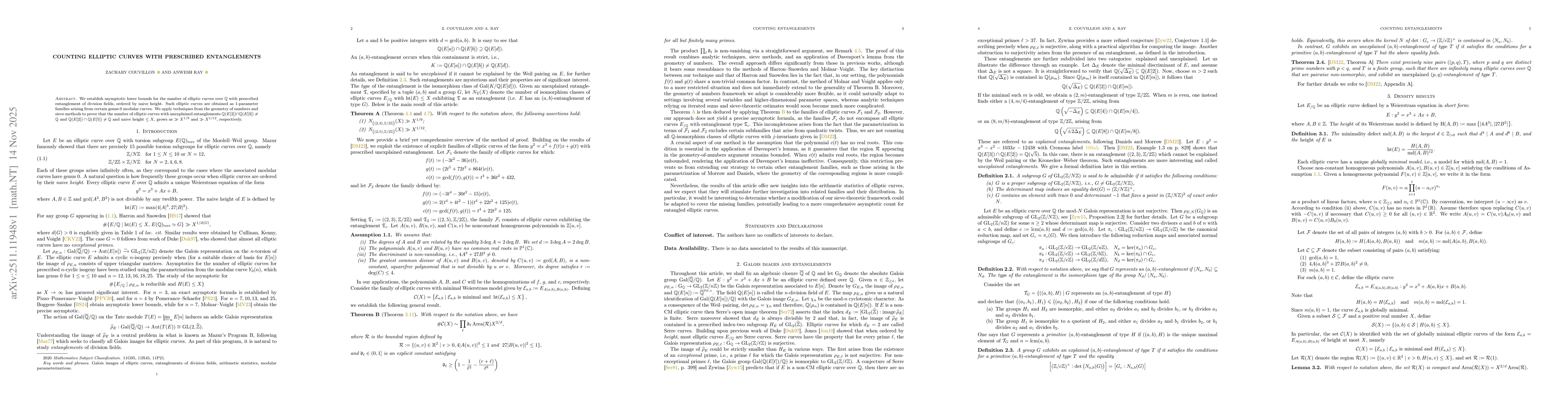 Thumbnail for Counting elliptic curves with prescribed entanglements