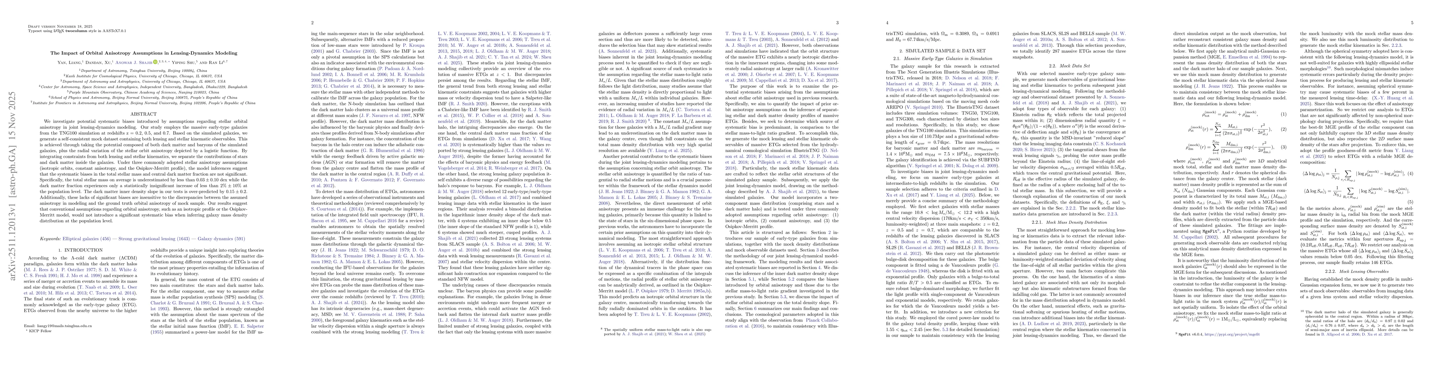 Thumbnail for The Impact of Orbital Anisotropy Assumptions in Lensing-Dynamics Modeling