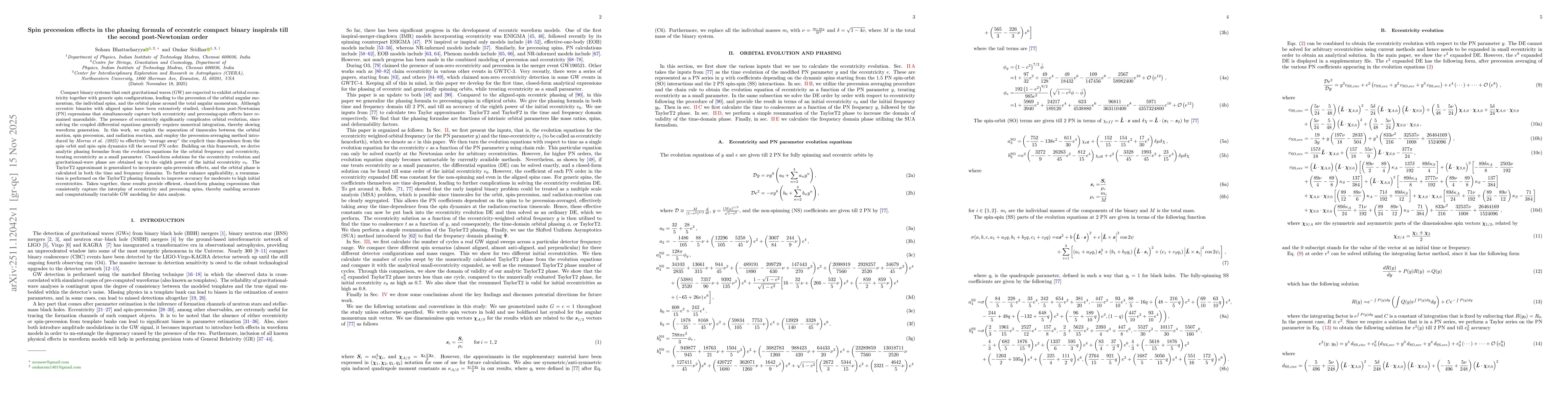 Thumbnail for Spin precession effects in the phasing formula of eccentric compact binary inspirals till the second post-Newtonian order