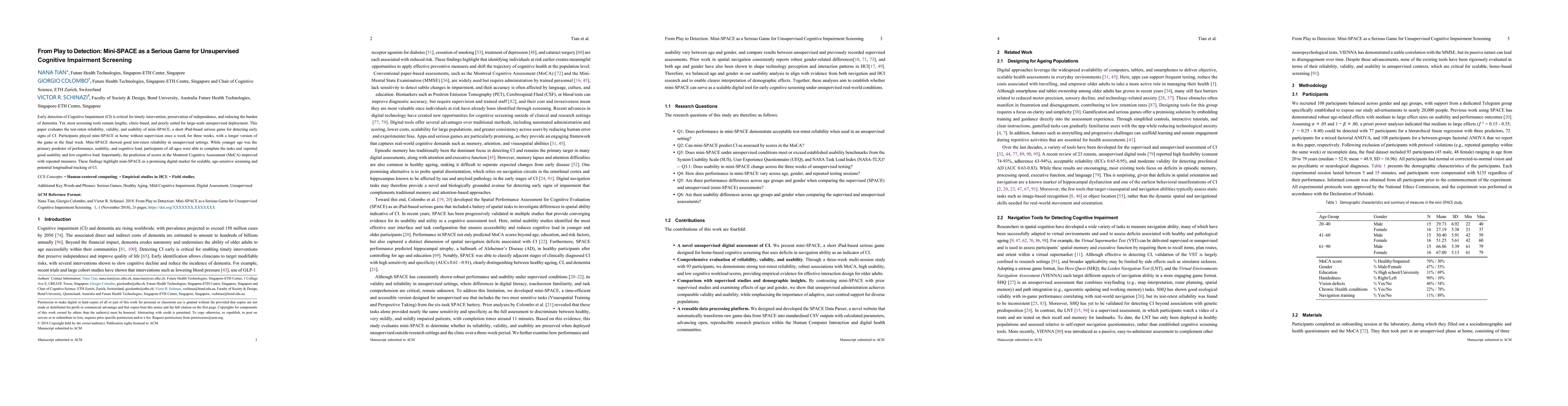 Thumbnail for From Play to Detection: Mini-SPACE as a Serious Game for Unsupervised Cognitive Impairment Screening