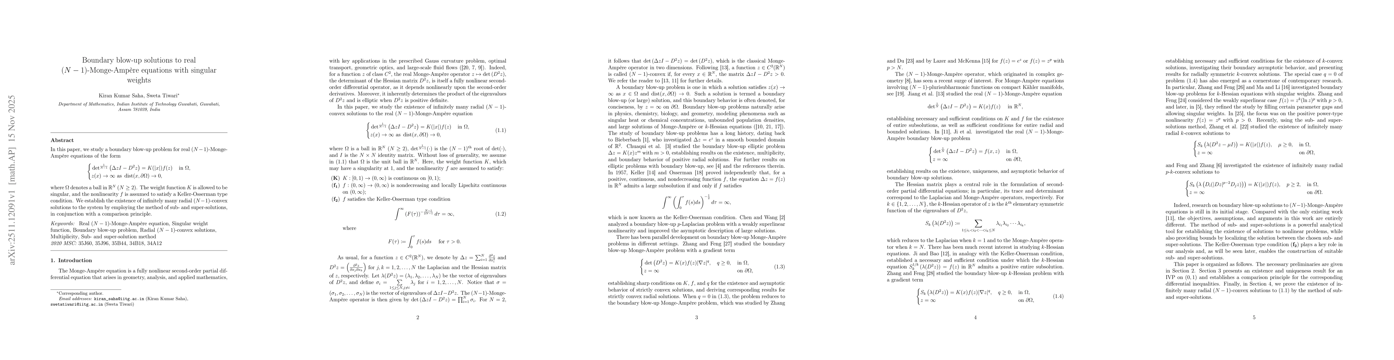 Thumbnail for Boundary blow-up solutions to real $(N-1)$-Monge-Ampère equations with singular weights