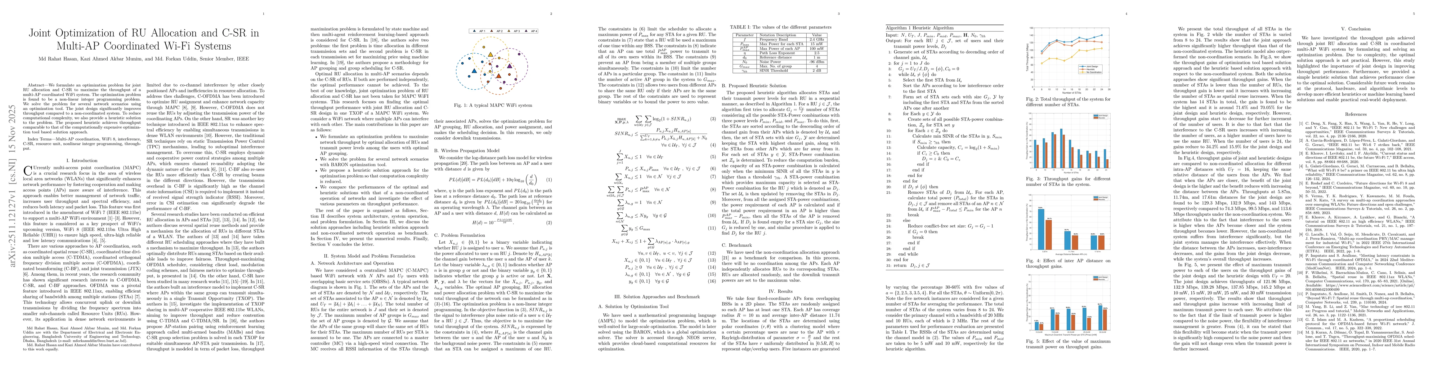 Thumbnail for Joint Optimization of RU Allocation and C-SR in Multi-AP Coordinated Wi-Fi Systems