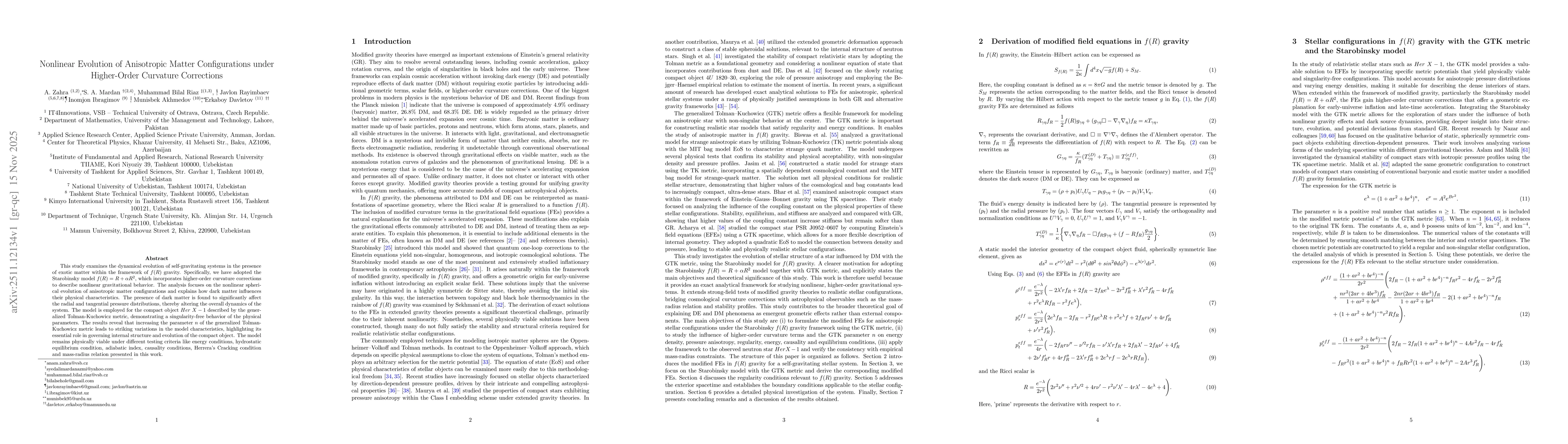 Thumbnail for Nonlinear evolution of anisotropic matter configurations under higher-order curvature corrections