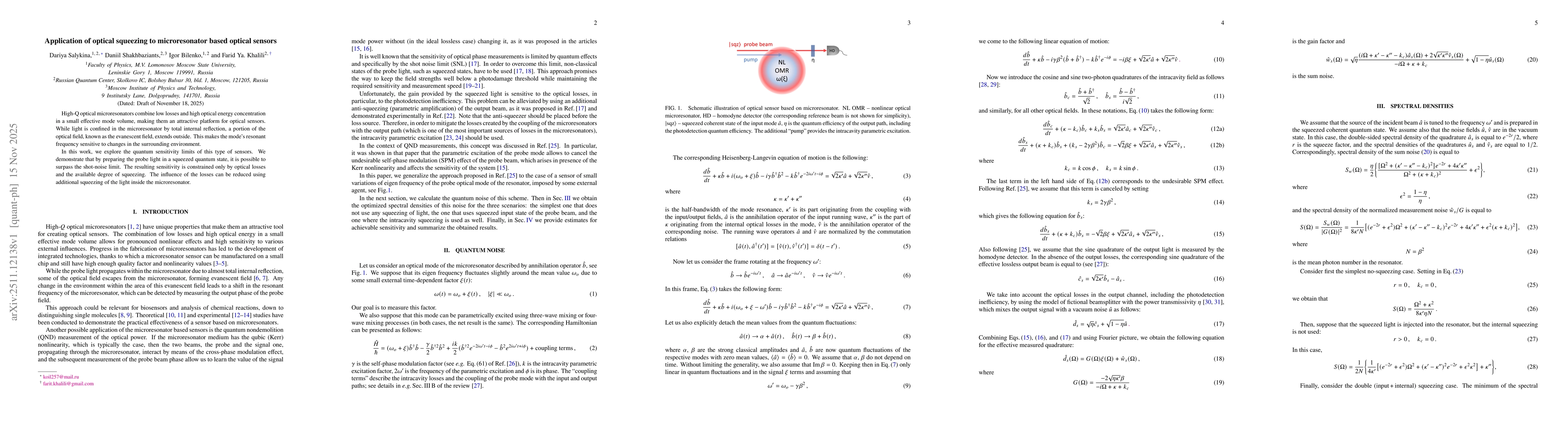 Thumbnail for Application of optical squeezing to microresonator based optical sensors