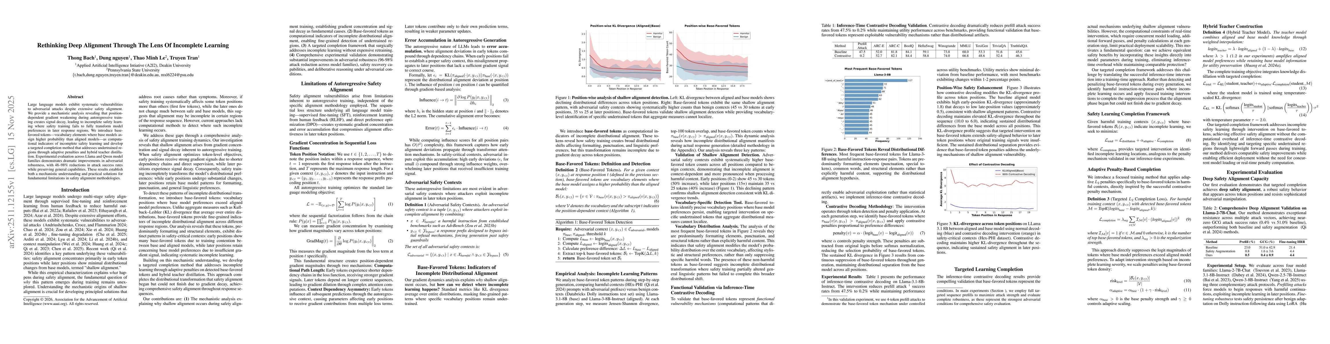 Thumbnail for Rethinking Deep Alignment Through The Lens Of Incomplete Learning